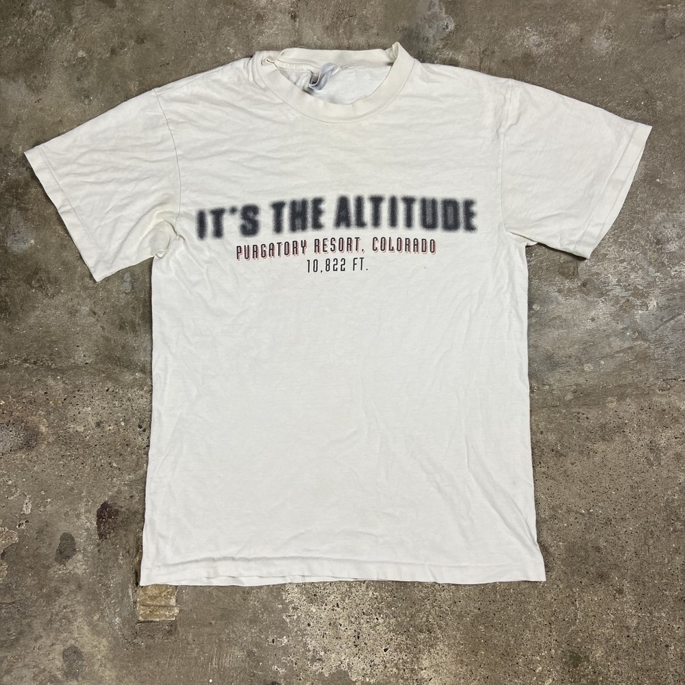 Vintage 90s Purgatory Resort Colorado T-Shirt Size Small White It's The Altitude